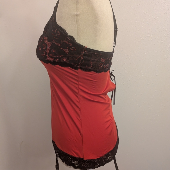 Women Rene Rofe Lingerie SizeM/L Strappy Lace Body SEXY UNDW. Corset RED/BLACK. - Picture 6 of 12